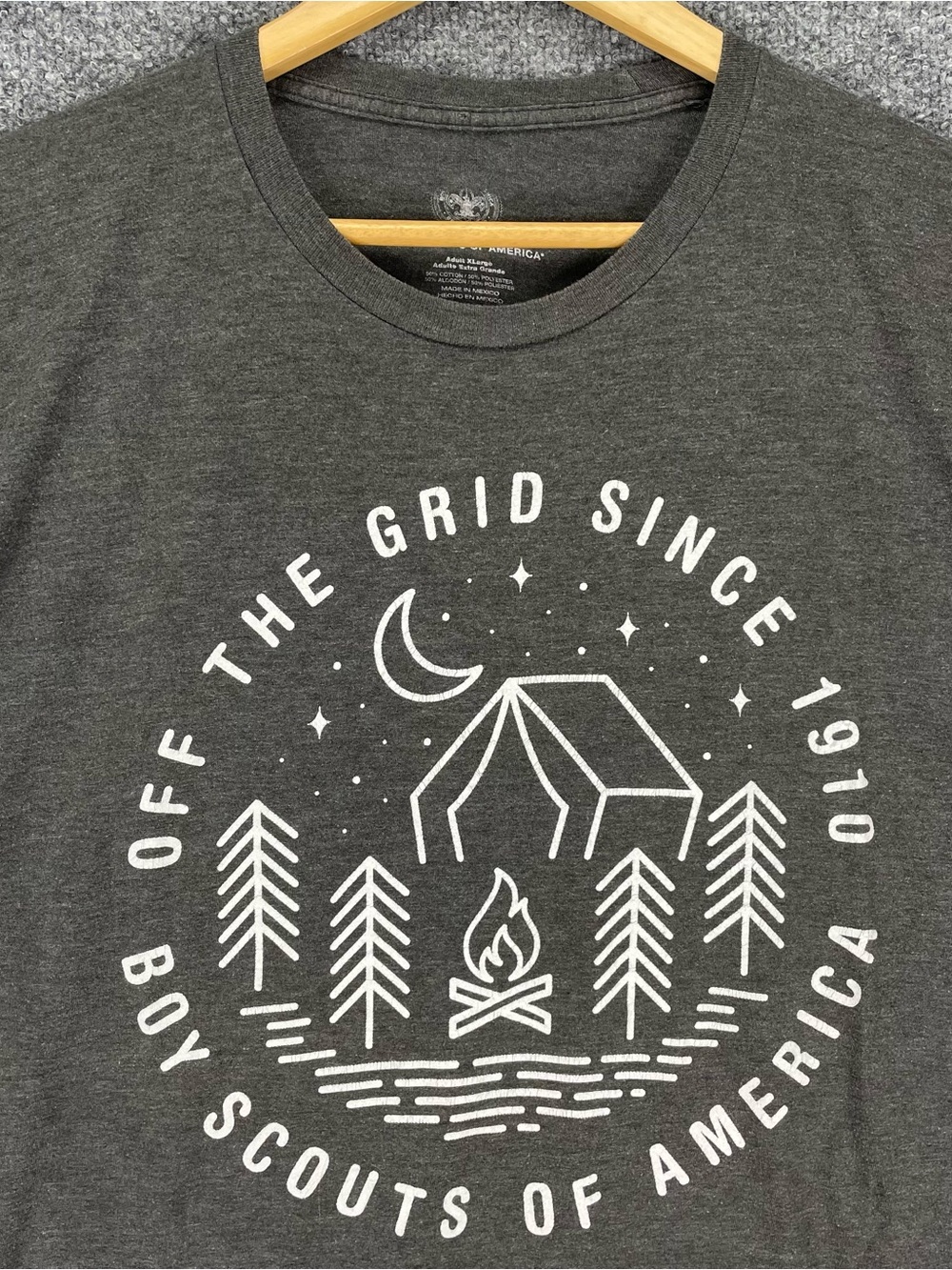 Boy Scouts Of America T Shirt Adult XL Gray Graphic “Off The Grid” Crewneck Tee
